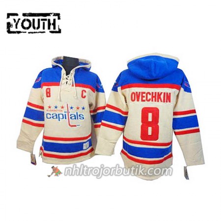 Barn Ishockey Washington Capitals Alex Ovechkin 8 Cream Sawyer Hooded Sweatshirt